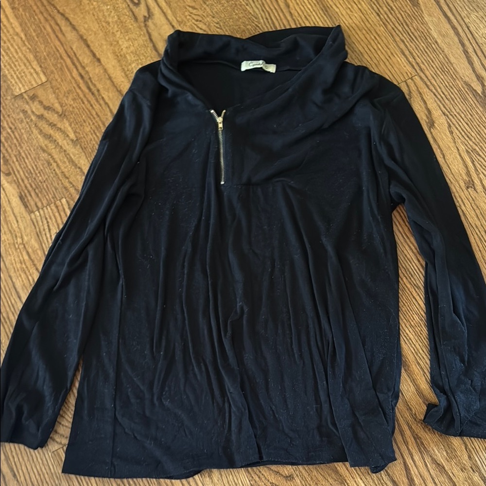 Black Long Sleeve Top with Zipper
